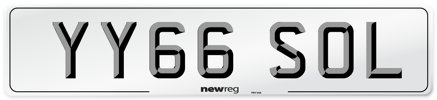 YY66 SOL Number Plate from New Reg